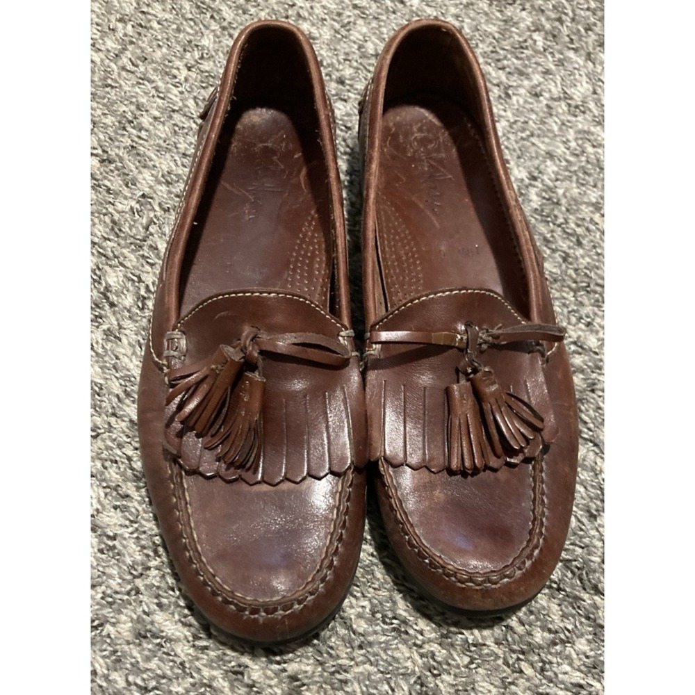 Vintage Mens 10.5D Brown Leather Tassel Loafers Preppy Kiltie Goodyear Sole